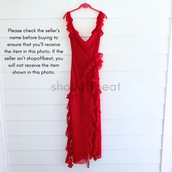 NEW House of CB Ariela Ruffle Maxi Dress Red Rose Cherry Small - Picture 15 of 17